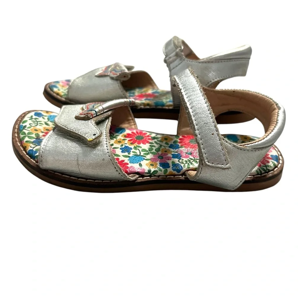 Mini Boden EU 29 (US 11.5) Metallic Silver Bird Sandals